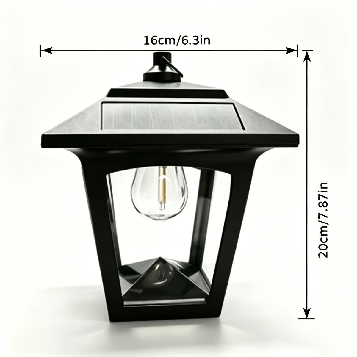 Applique lanterne solaire vintage à ampoule filament, 20 cm