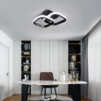 Plafonnier LED à deux carrés entrelacés, noir ou blanc, 29 cm
