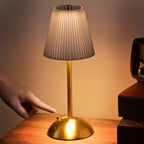 Lot de lampes de chevet sans fil plissées, socle doré, 4000 mAh