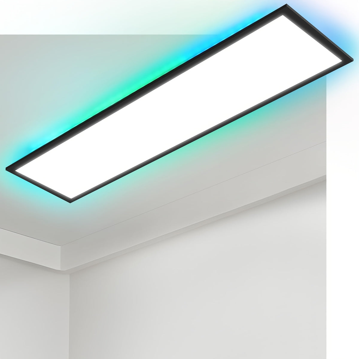 Panneau LED rectangulaire RVB à cadre noir, 120 cm, télécommande