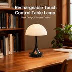 Lampe champignon sans fil à dôme nervuré, pied noir, blanc ou orange