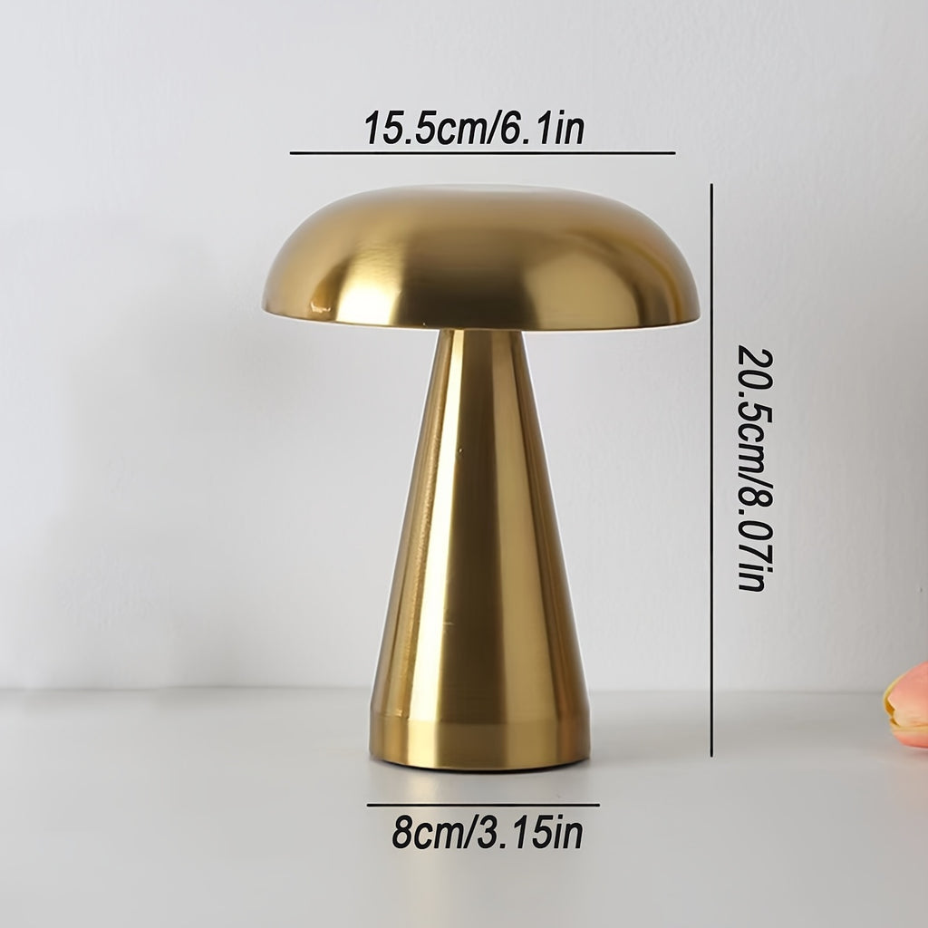 Lampe champignon sans fil en métal, 20,5 cm, 3 teintes et variateur
