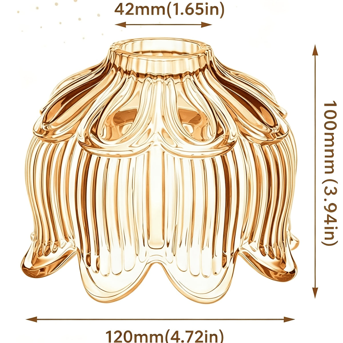 Lot de 2 tulipes lotus en verre nervuré pour douille E27, Ø 12 cm