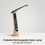 Lampe de bureau pliable sans fil avec horloge, tactile, 1800 mAh