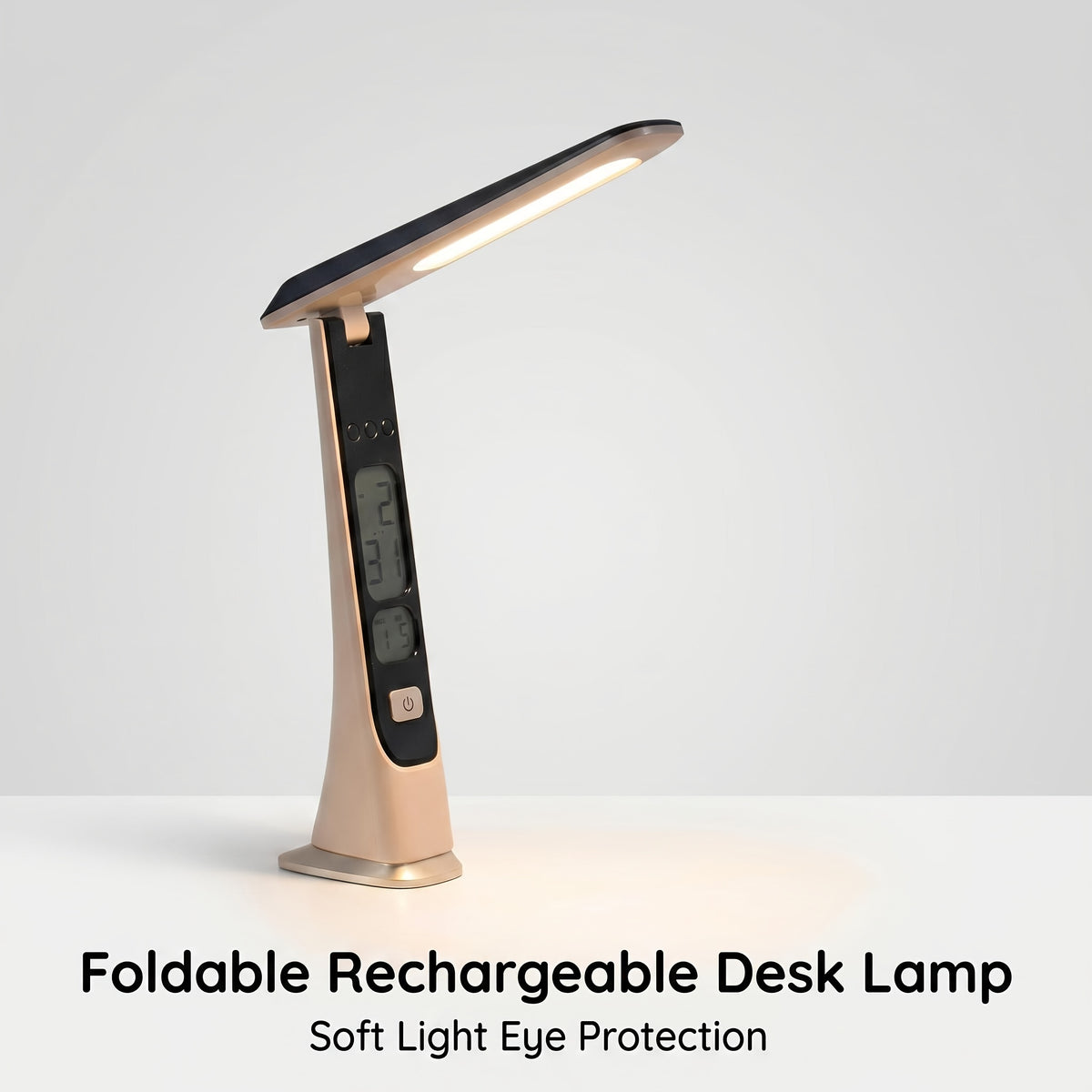 Lampe de bureau pliable sans fil avec horloge, tactile, 1800 mAh