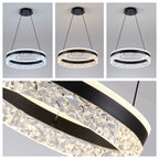 Suspension anneau LED Ø 40 cm, diffuseur effet glace, trois teintes