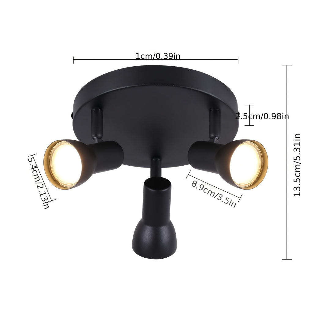 Spot de plafond noir orientable GU10, simple ou barre de 3 spots