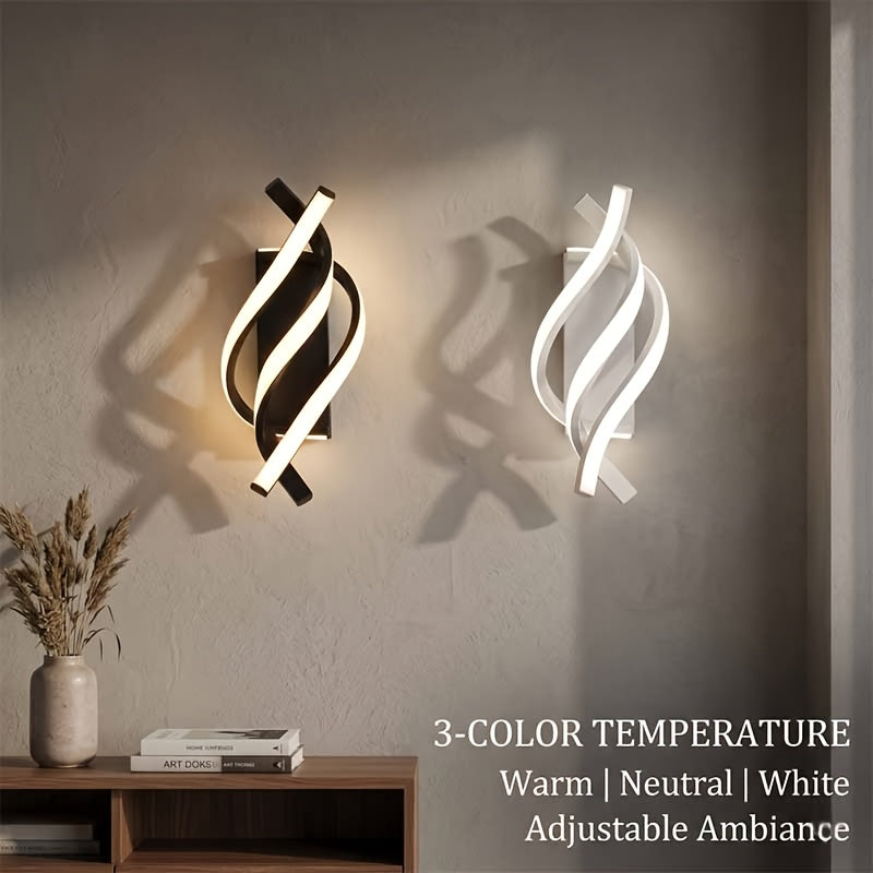 Applique murale LED torsadée en spirale, trois teintes, lot de 2 à 4