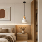 Suspension trompette, col effet bois, jaune, rose, noir ou blanc
