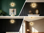 Lustre pissenlit doré à perles de cristal, Ø 45 cm, ampoules G9