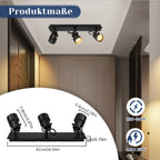 Spot de plafond noir orientable GU10, simple ou barre de 3 spots