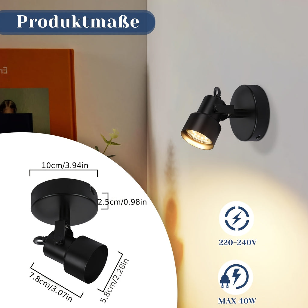 Spot de plafond noir orientable GU10, simple ou barre de 3 spots