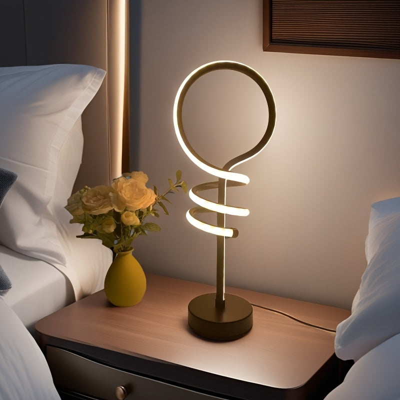 Lampe de bureau LED en tube lumineux, boucle et spirale noire, 46 cm