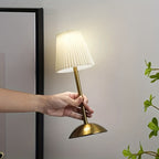 Lampe de table sans fil plissée sur dôme doré, tactile, 6 coloris