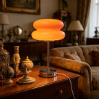 Lampe champignon orange à double bulle sur tige chromée, 36 cm