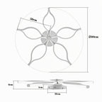 Plafonnier LED fleur à cinq branches courbes, Ø 80 cm, noir ou blanc