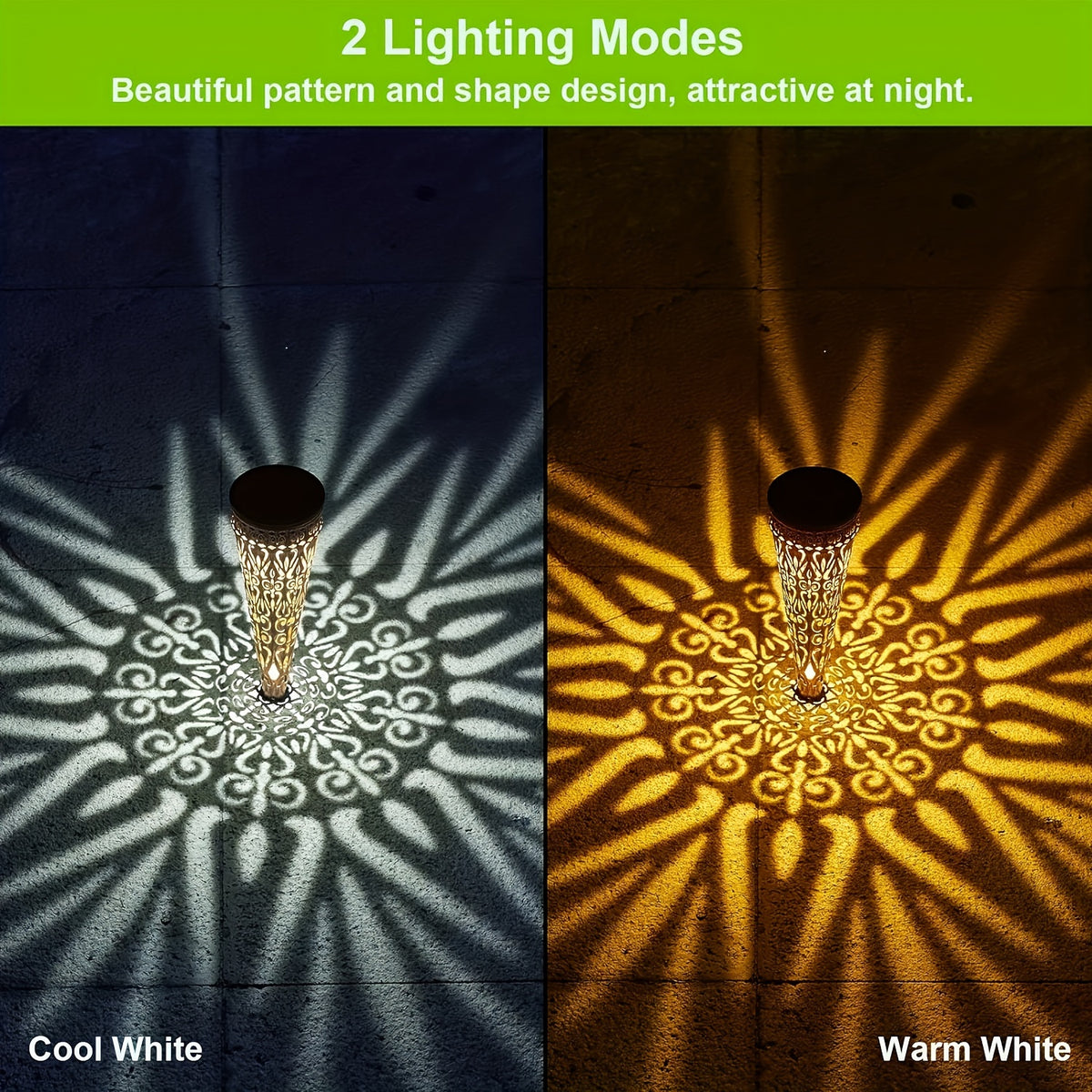 Lampe solaire cône en métal ajouré, blanc chaud ou froid, lot de 4