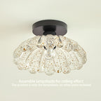 Abat-jour fleur de lotus translucide à paillettes dorées, Ø 25 cm