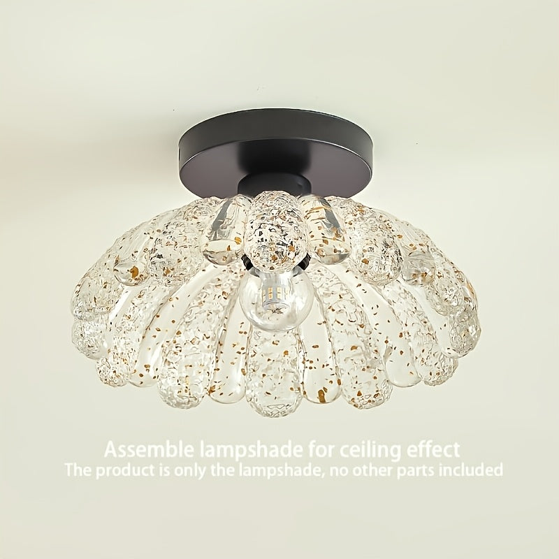 Abat-jour fleur de lotus translucide à paillettes dorées, Ø 25 cm