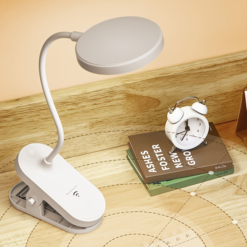 Lampe de chevet à pince rechargeable USB-C, tête ronde de 9,3 cm