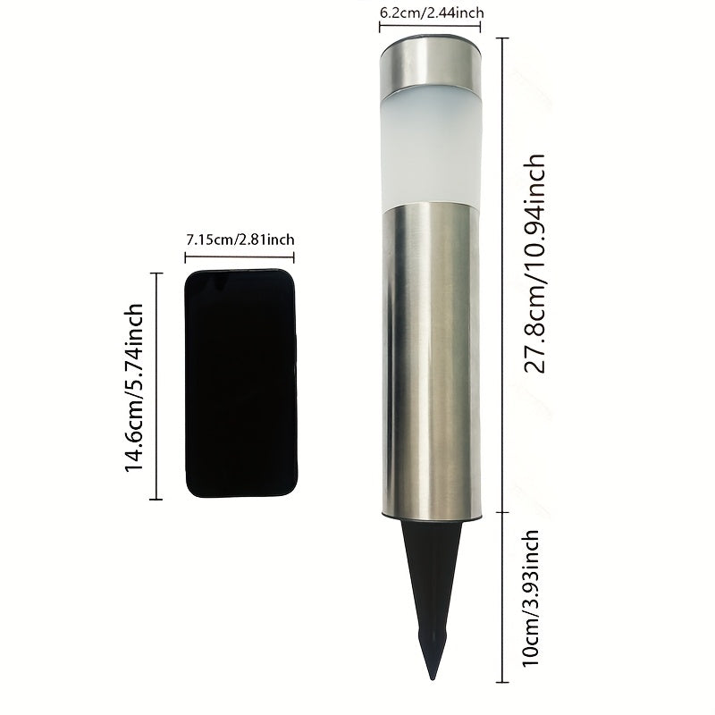 Lampe solaire borne en inox brossé, 27,8 cm, lot de 2 ou 4