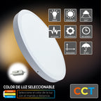 Plafonnier LED rond extra-plat Ø 60 cm 48W, trois teintes réglables