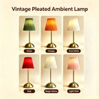 Lampe sans fil rétro à abat-jour plissé et socle doré, 30 cm