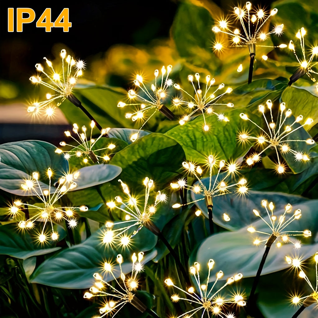 Lampe solaire de jardin feu d'artifice, 120 LED sur 6 tiges souples