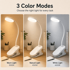 Lampe à pince à piles ou USB, tête ronde blanche de 8 cm