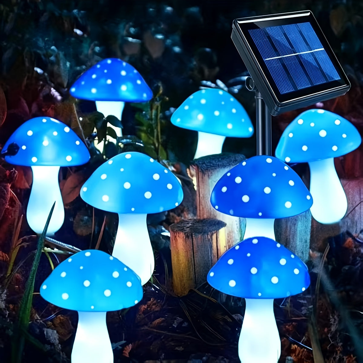 Guirlande de champignons bleus aux huit effets lumineux