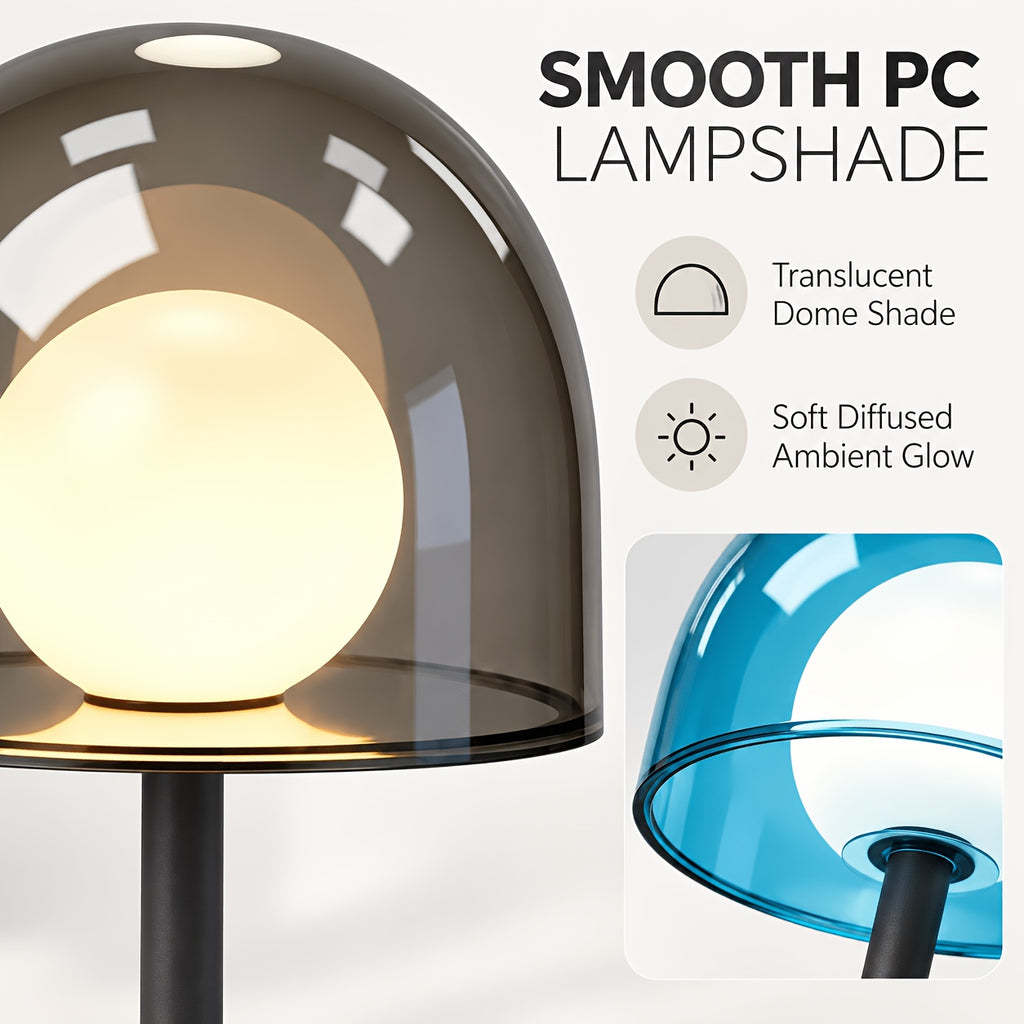 Lampe champignon sans fil à dôme gris ou bleu, 3000 à 6500K