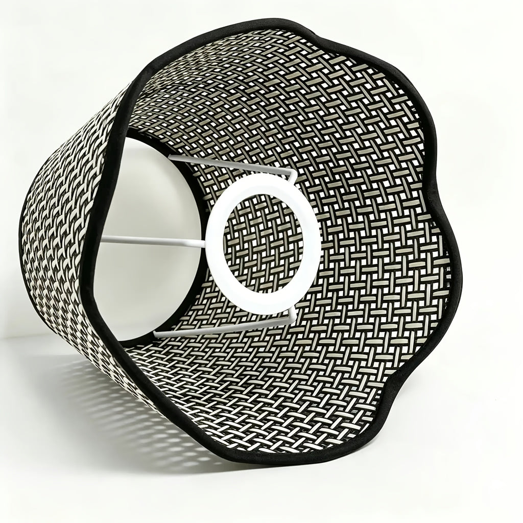 Lot de 2 abat-jours tissés noirs ajourés à bord festonné, Ø 18 cm