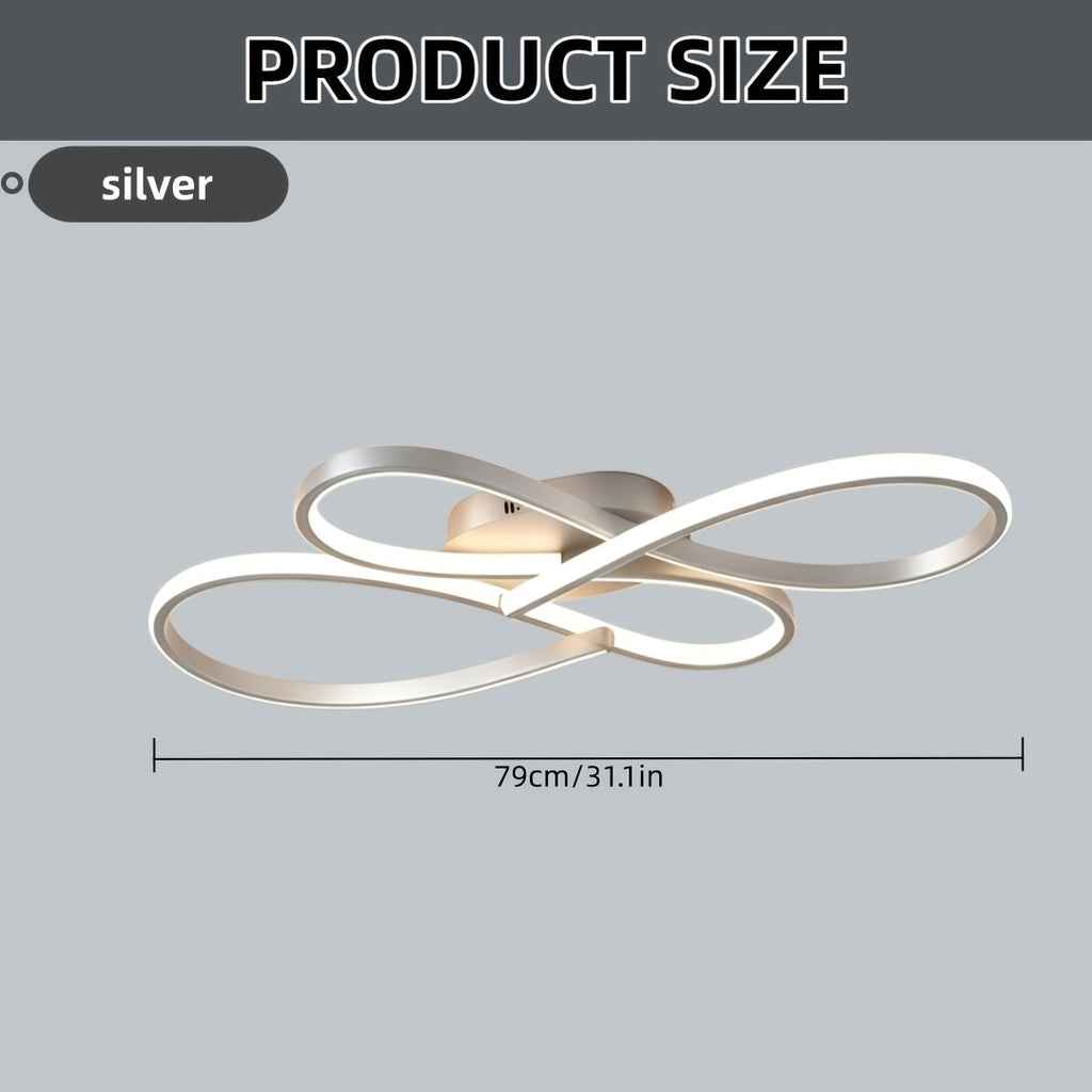 Plafonnier LED en double huit, 79 cm, noir, argenté ou doré
