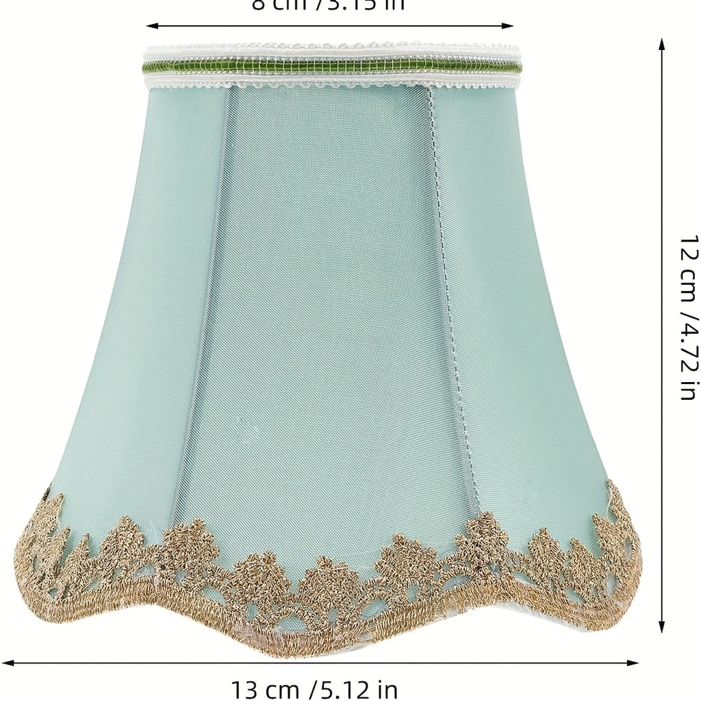 Lot de 2 abat-jour à clip vert d'eau bordés de dentelle dorée