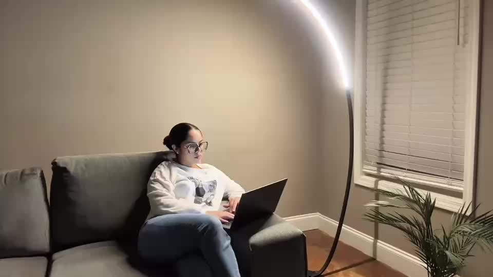 Lampadaire arc LED à variateur, pédale et télécommande, 165 cm