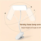 Lampe de bureau à pince rechargeable à tête rectangulaire, tactile