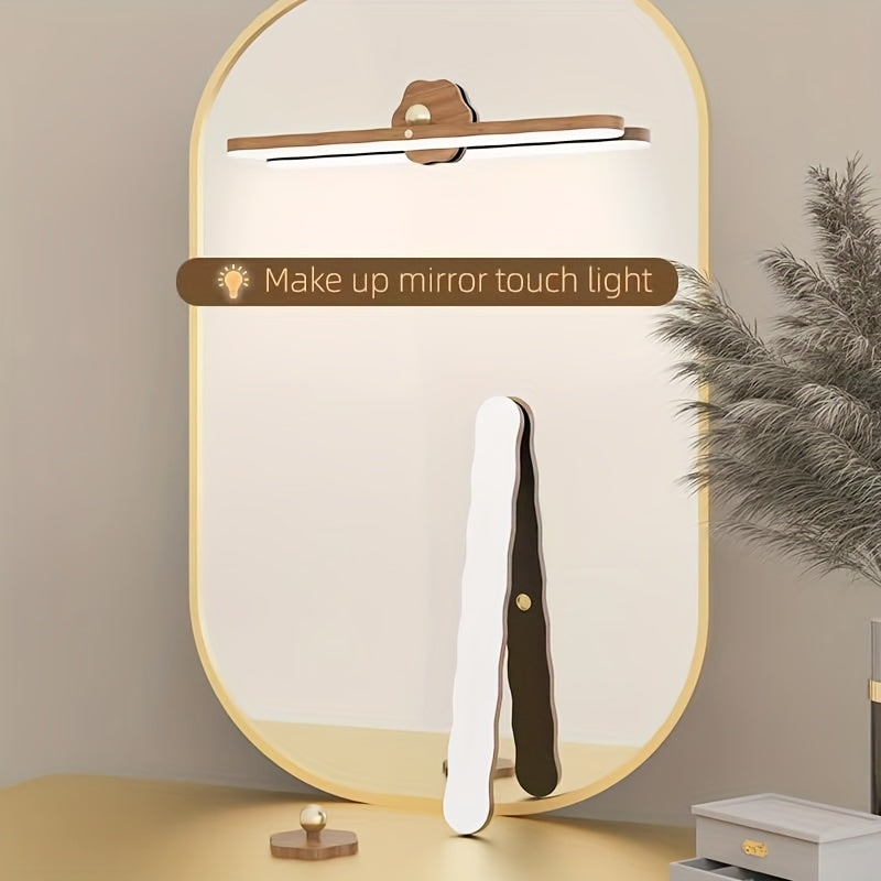 Applique murale LED barre rotative effet bois, tactile et sans fil