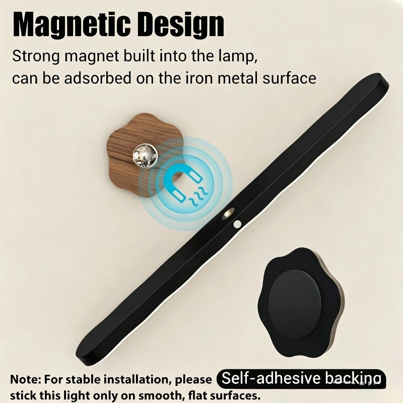 Applique murale LED noire rechargeable, barre aimantée orientable