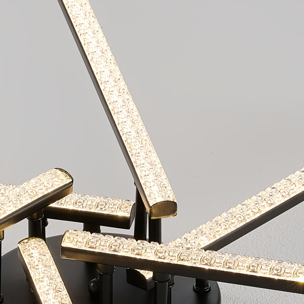 Plafonnier LED à branches rayonnantes, doré, noir ou blanc, 76 cm