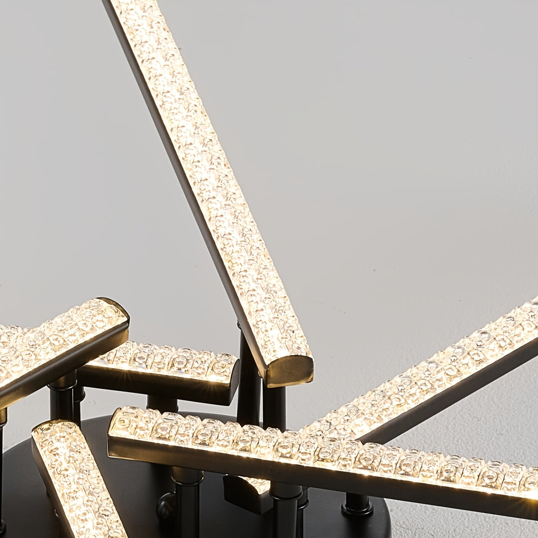 Plafonnier LED à branches rayonnantes, doré, noir ou blanc, 76 cm