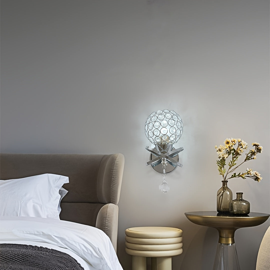 Applique murale globe en cristal doré à rubans entrelacés