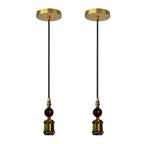 Suspension douille dorée à ampoule apparente, perle brune, 120 cm