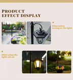 Lampadaire solaire 85 cm à jardinière hexagonale et lanterne suspendue