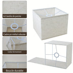 Abat-jour carré en tissu aspect lin, 26 x 26 x H 20 cm, trois coloris