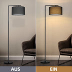 Lampadaire à potence noir, abat-jour tambour orientable, 166 cm