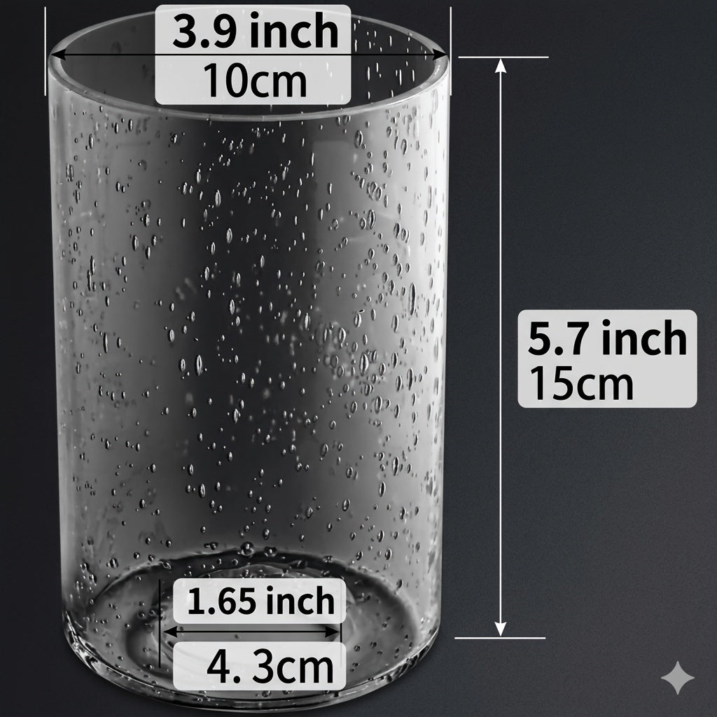 Lot de 2 cylindres en verre bullé transparent, Ø 10 x H 15 cm