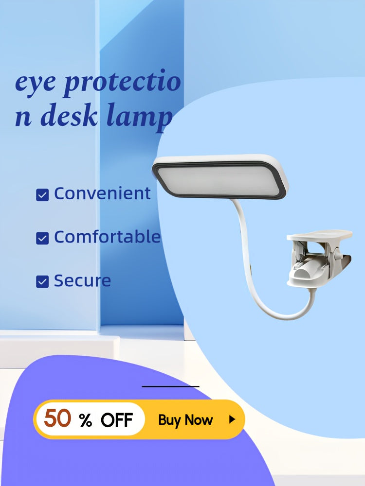 Lampe à pince rechargeable à tête rectangulaire, à poser ou fixer