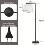 Lampadaire à potence noir, abat-jour tambour orientable, 166 cm
