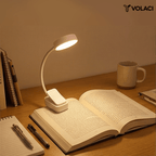 Lampe de lecture à pince à piles, variateur continu, blanche ou noire