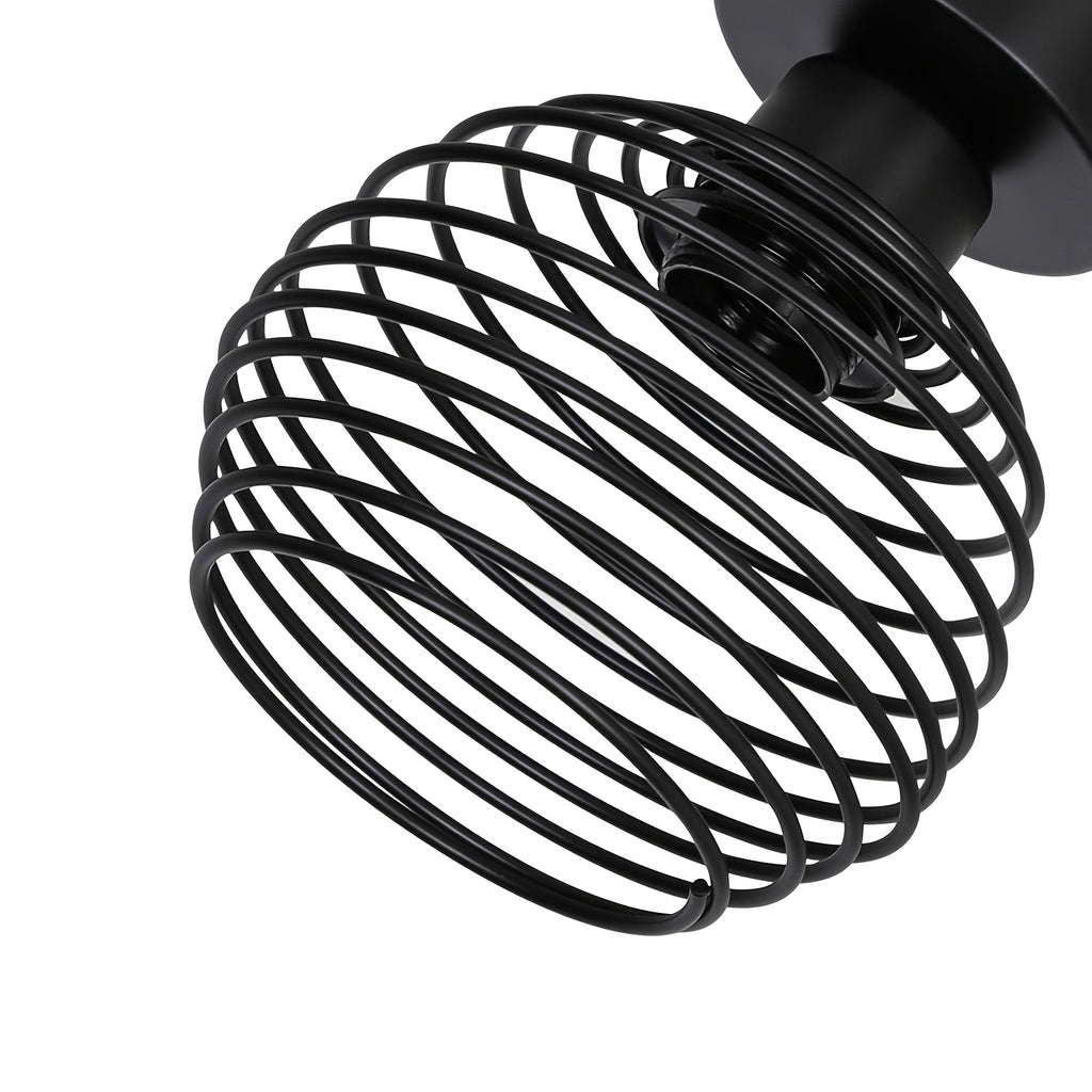 Plafonnier noir à cage spirale en métal, Ø 16 cm, douille E27